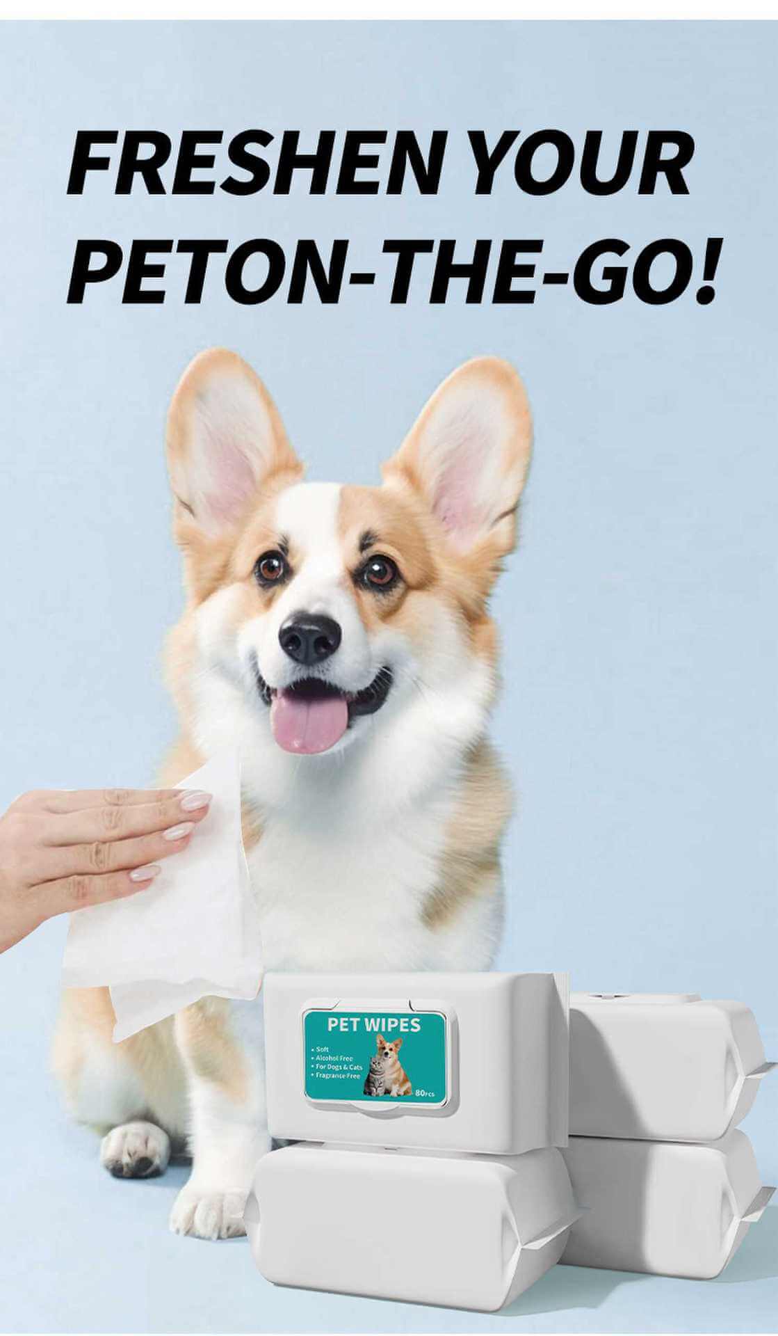 Pet Wipes for Dogs Cats Natural HOTS-PW003-58