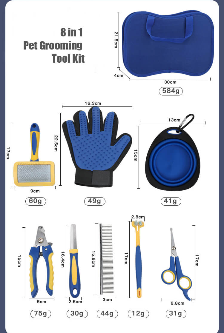 8 in 1 Pet Grooming Tool Kit HOTS-GPK001-240
